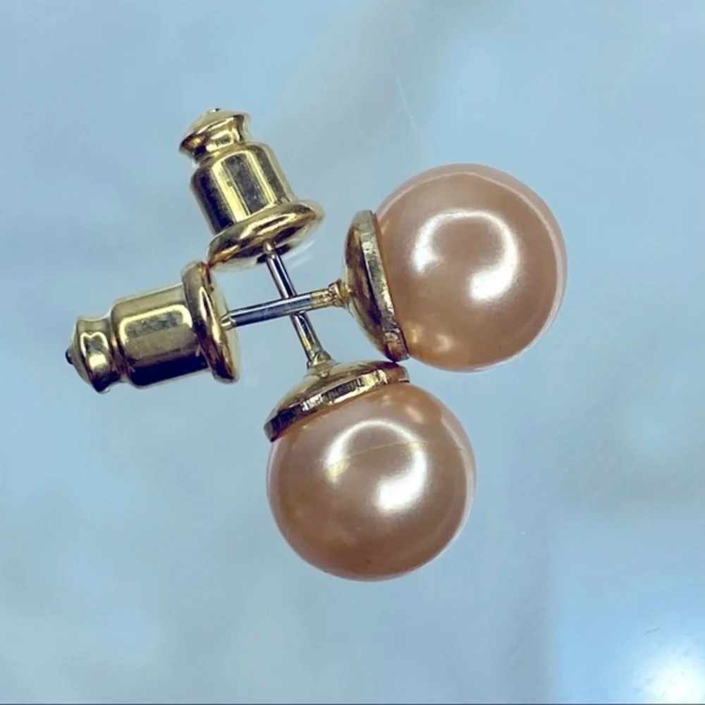 7mm Faux Pearl Stud Steel Post Back Earring’s Pink Pearl